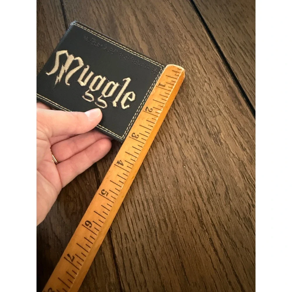 Harry Potter Muggle Bifold Wallet Mens OS Black Excellent Embroidered Logo